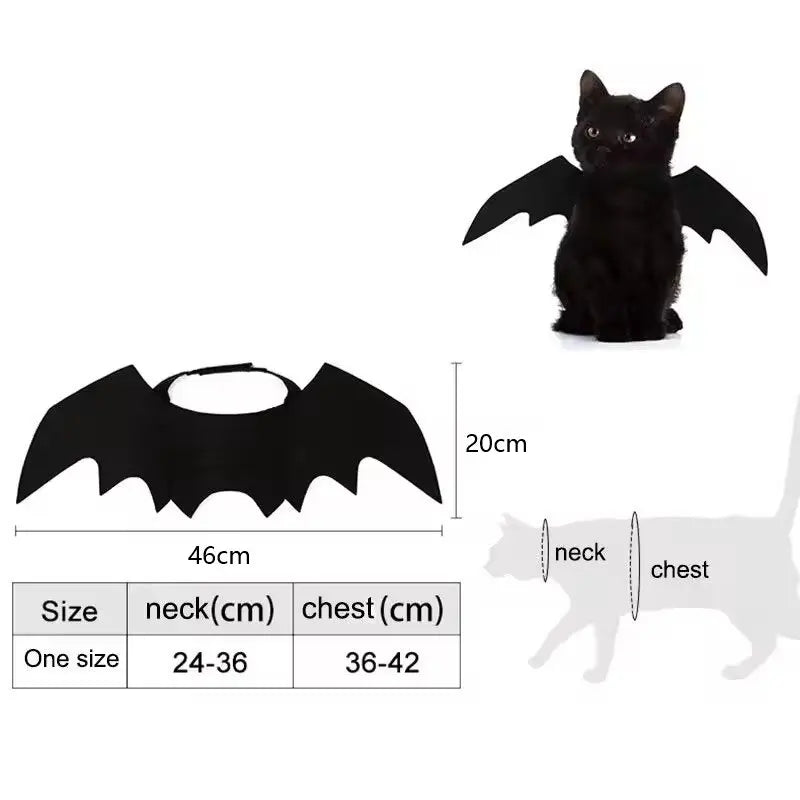 Cute Cat Cosplay Costume – Black Bat Wings with Safety Belt, Role-Playing Pet Cat Dog Halloween Party Decoration Supplies Happy Tails Pet Shop