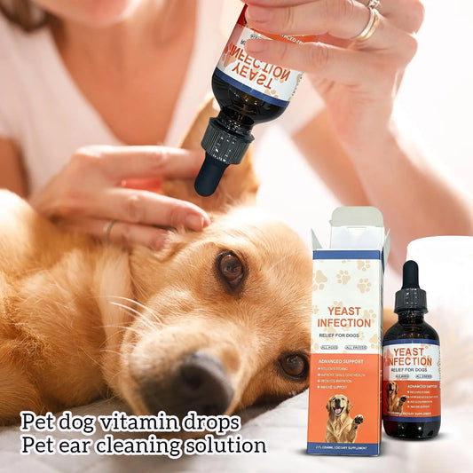 Solution nettoyante auriculaire pour animaux de compagnie, enrichie en vitamines, avec supplément multivitaminé pour le soin quotidien des oreilles des chiens. 