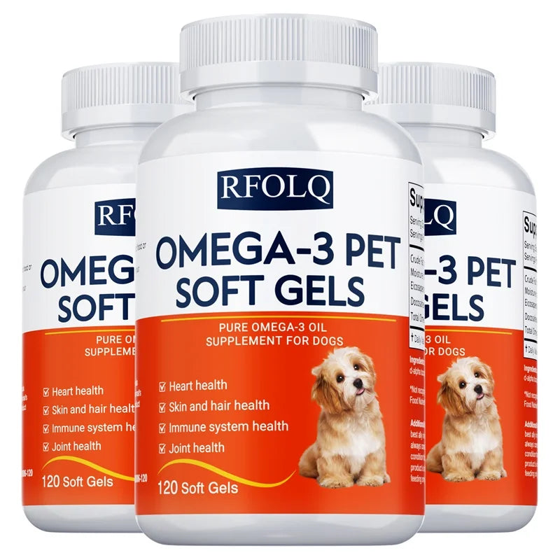 Complément alimentaire oméga-3 pour animaux de compagnie-Huile de poisson pour chiens avec EPA et DHA-Favorise la santé cardiaque, cutanée, du pelage et immunitaire