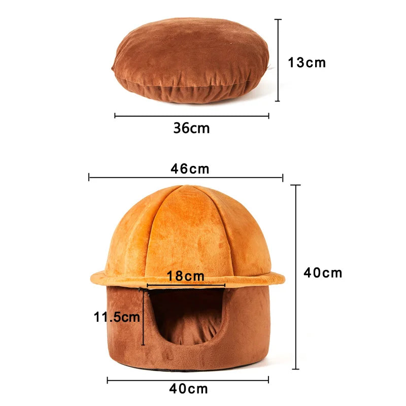 New All-purpose Small Cat Bed Hat Detachable Pet Cat Nest Winter Warm Cat House Basket Soft Sleeping Accessories With Pillows
