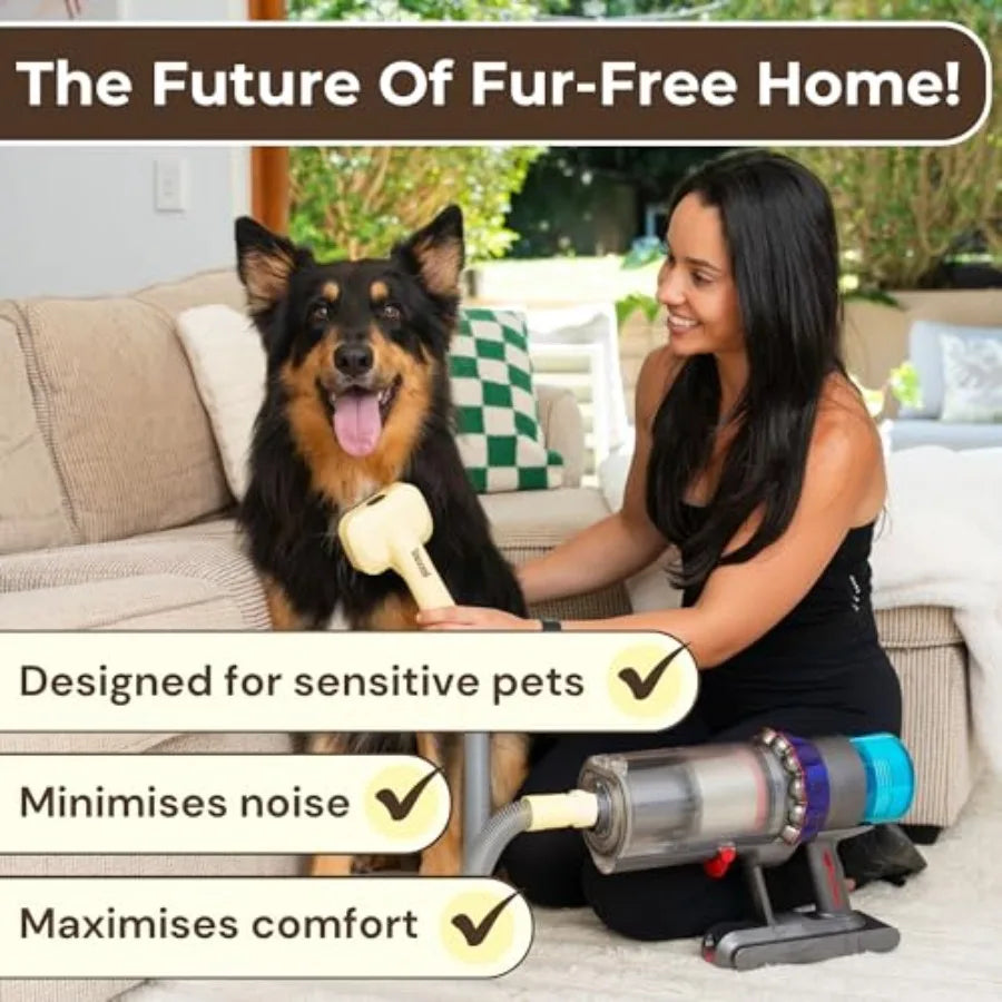 Vacuum Pet Brush Kit – 3‑in‑1 Dog & Cat Grooming Tool, Self‑Cleaning Deshedding Brush & Pet Hair Remover, Universal Vacuum Attac