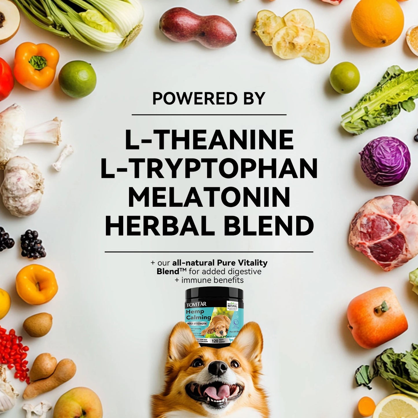 Dog Calming Chews, Helps With Dog Separation, Barking, Stress, Sleep Calming Aid Treats, For All Breeds & Sizes - Pet Food&Pet Snacks-120 Beef Soft Chews