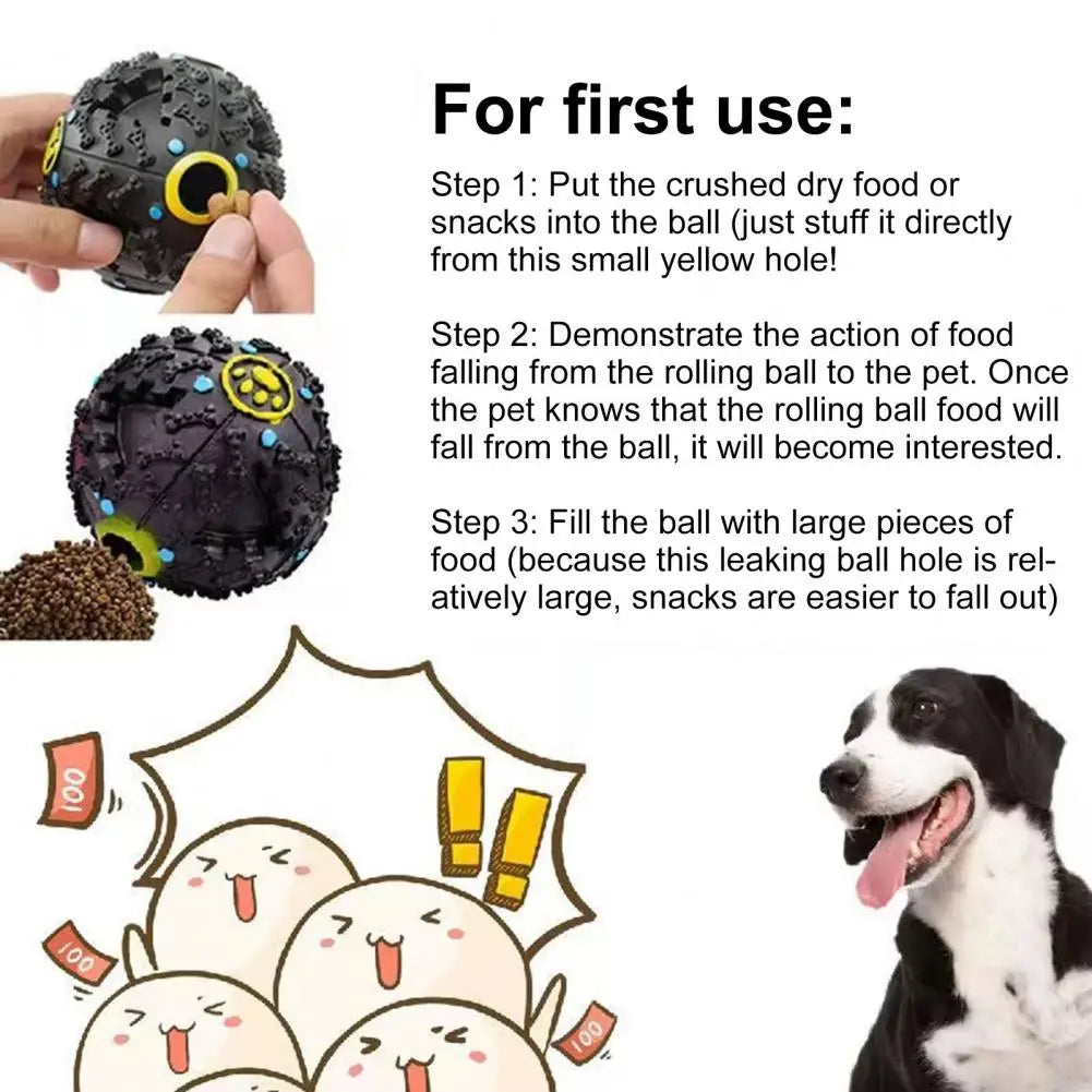 Dog Treat Ball Squeaky Dental Chew Toy Interactive Pet Feeder Toy Dog Chew Ball Food Dispenser Teeth Grinding Dog Toy