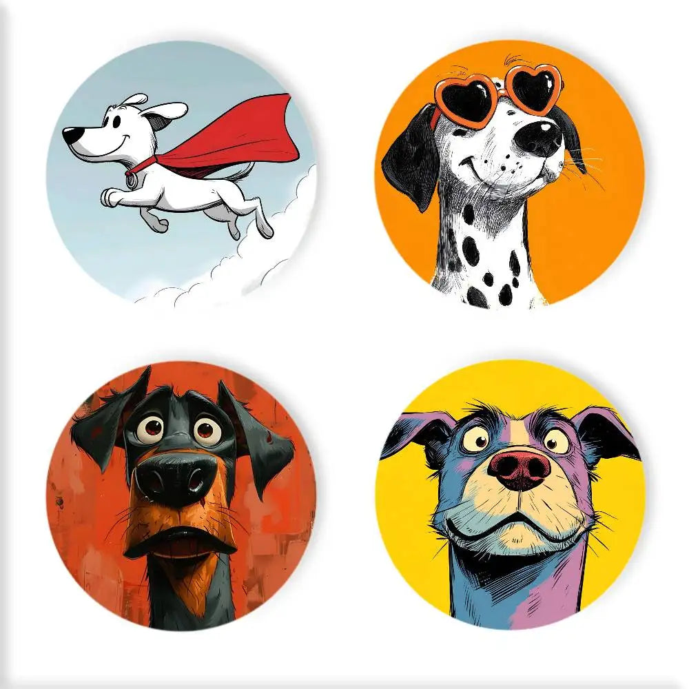 Cartoon Funny Colorful Dog Wooden Coaster  Suitable For Restaurants And Coffee Shops Easy To Wash And Clean