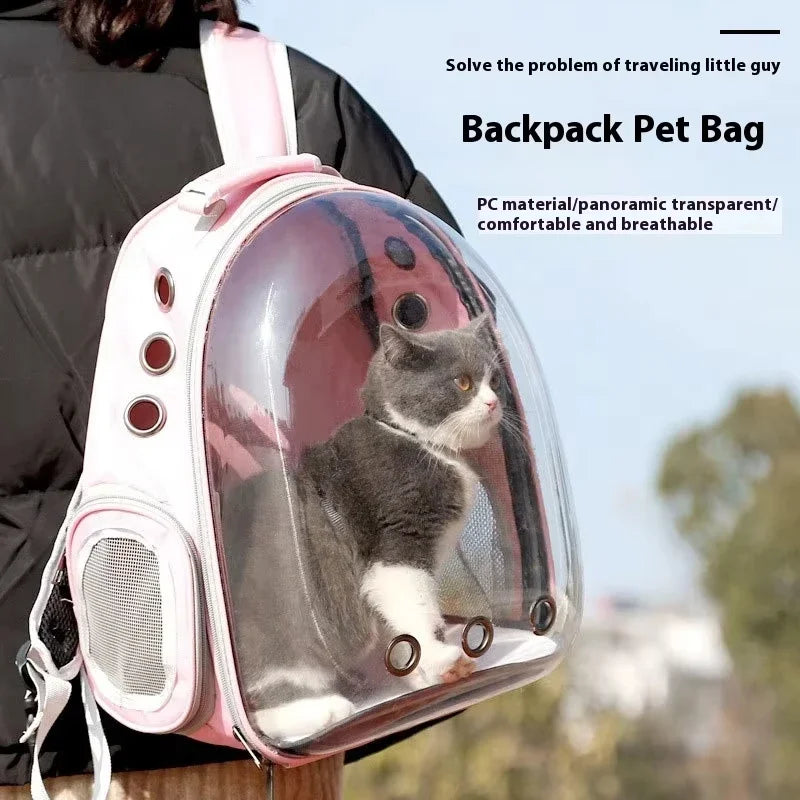 Mochila transportadora de mascotas ventilada, aprobada por aerolíneas, para perros y gatos pequeños y medianos, cápsula espacial para senderismo