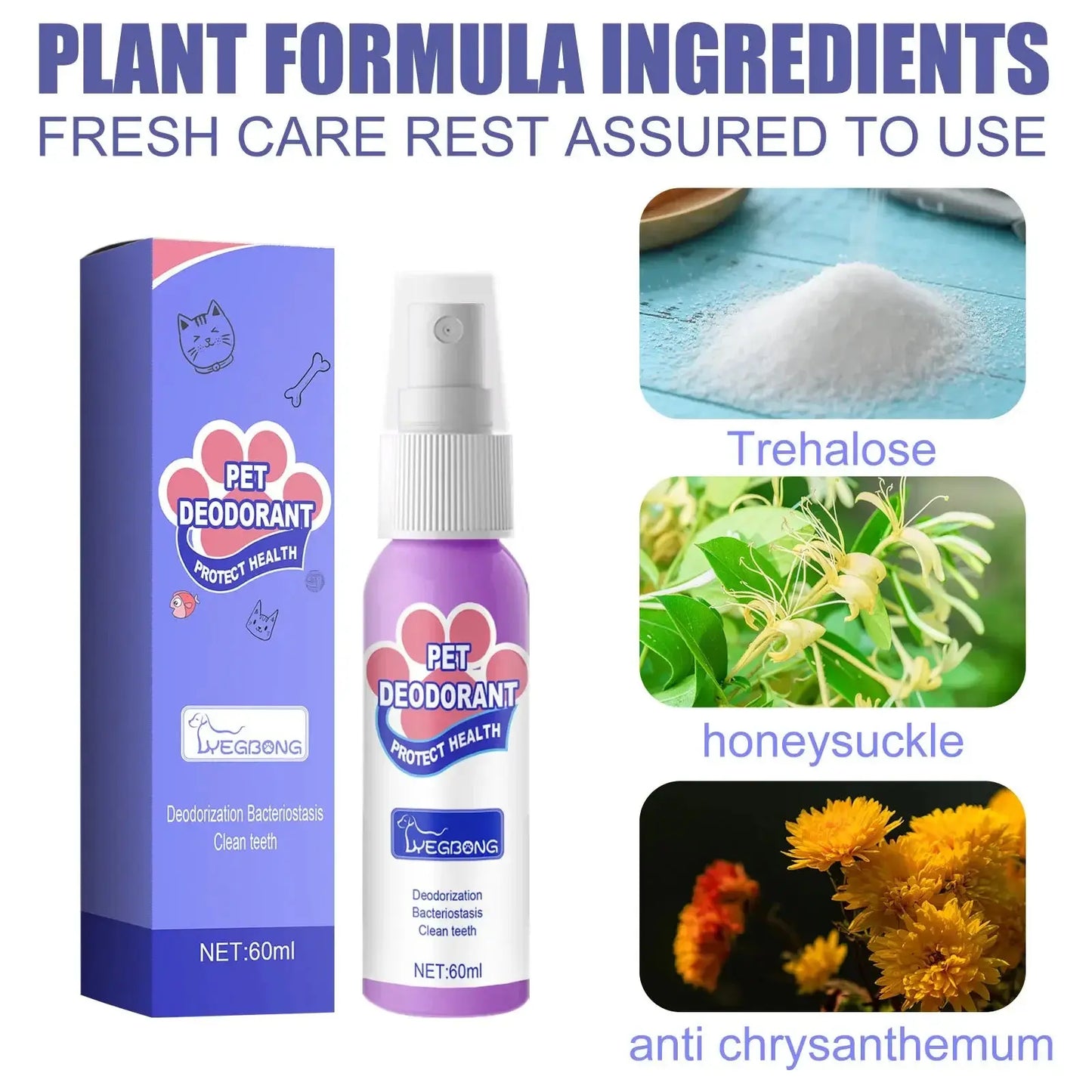 60ml Dog Deodorant Spray Swallowable Dog Bad Breath Spray Practical Pet Dog Mouth Cleaning Spray Oral Health Care Pet Products Happy Tails Pet Shop Store