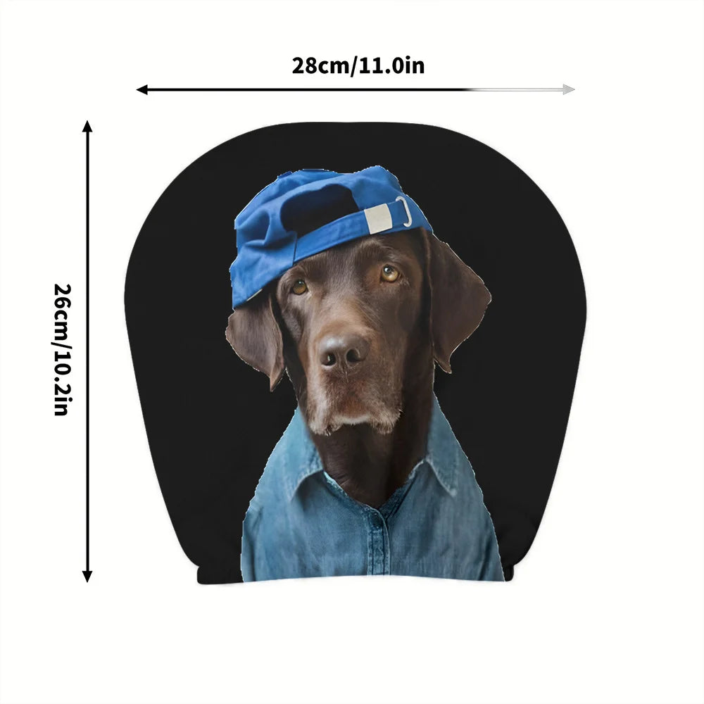 2pcs, Cool Trendy Dog Print Car Headrest Covers, Interior Decoration, Universal Stylish Seat Protectors, Washable, Easy To Insta