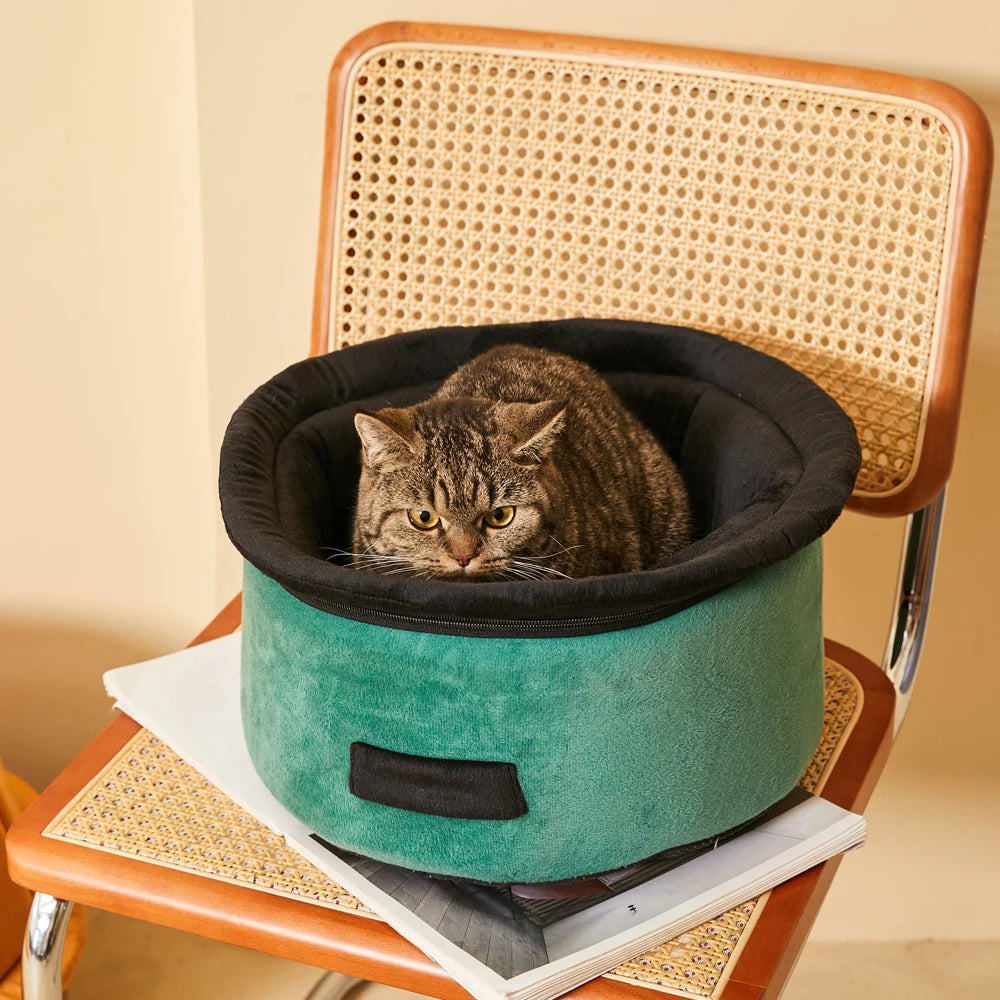 New All-purpose Small Cat Bed Hat Detachable Pet Cat Nest Winter Warm Cat House Basket Soft Sleeping Accessories With Pillows