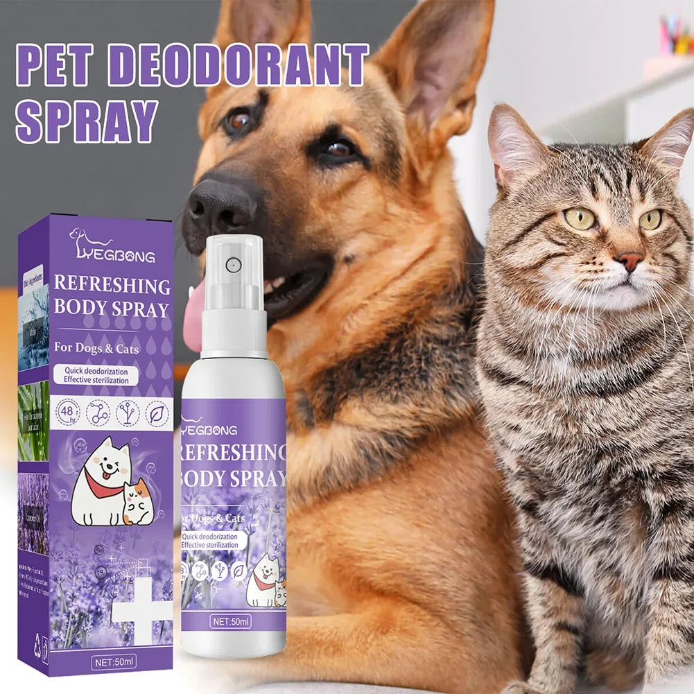 Rociador desodorante de larga duración para perros de aceite de lavanda, para cachorros, gatos, perros, para desodorizar el mal olor, perfume en espray, elimina el olor, refresca el aire