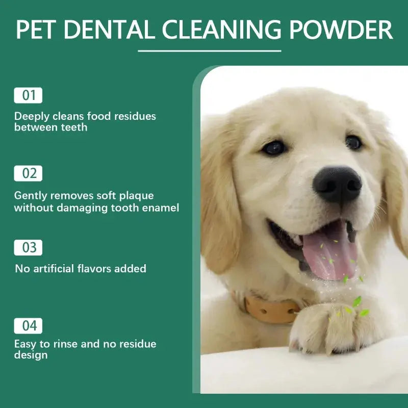 Pet Teeth Cleaning Powder for Dog Reduces Tartar and Calculus Protect Dog Oral Gum Health Freshen Breath Dog Cleaning Products Happy Tails Pet Shop Store