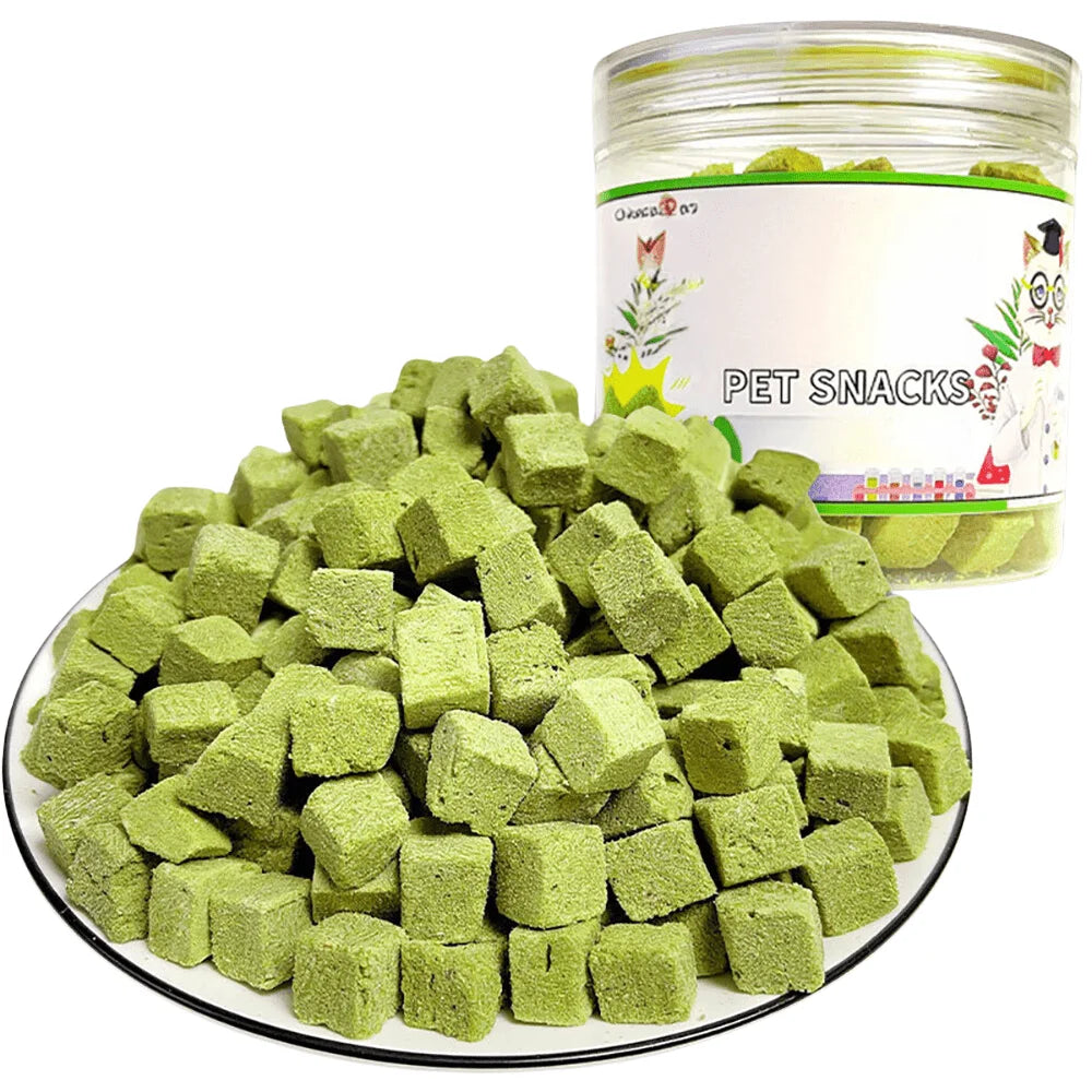 3.8oz/100g Cat Grass Treats for Hairball Support and Teeth Cleaning, Chicken Flavored Hairball Treats for Cats Happy Tails Pet Shop Store