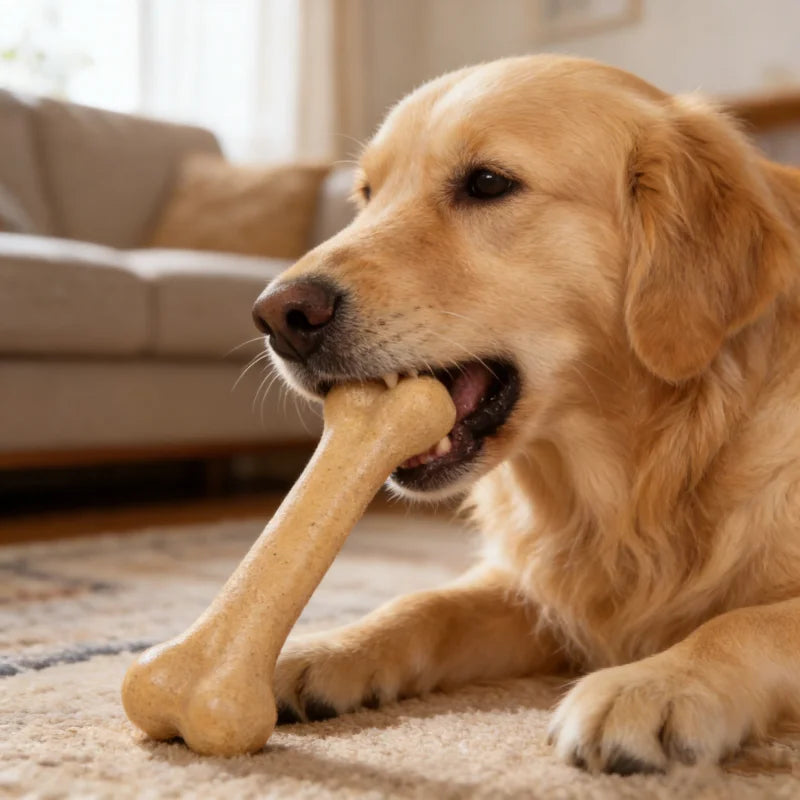 Dog Bone Chew Toy Durable Teeth Cleaning Toy, Interactive Play Training Pet Toy for Dogs Puppies Dental Health & Teeth Care Happy Tails Pet Shop Store
