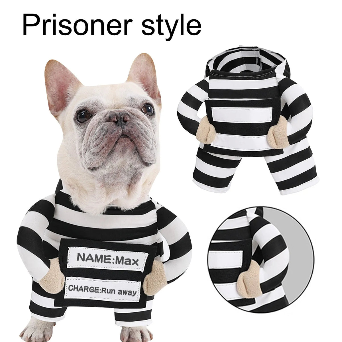 Funny Prisoner Dog Costume Halloween Pet Outfit Striped Jumpsuit For Dogs Party Dress Up Cute Animal Costume Pets Supplies Happy Tails Pet Shop