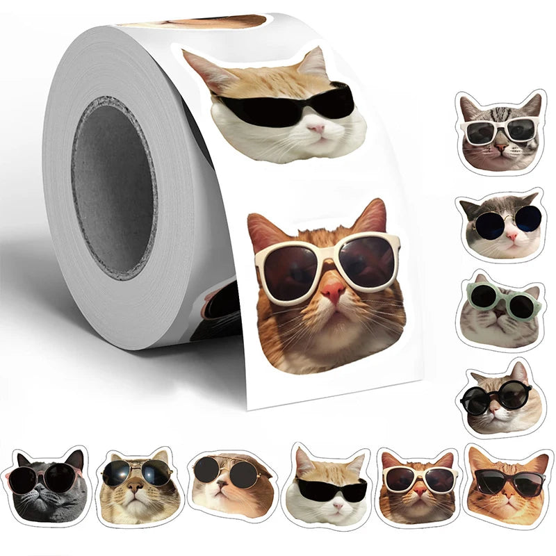 500 autocollants animaux chats pour lunettes de soleil, journal intime, papeterie, carnets de téléphone, jouets