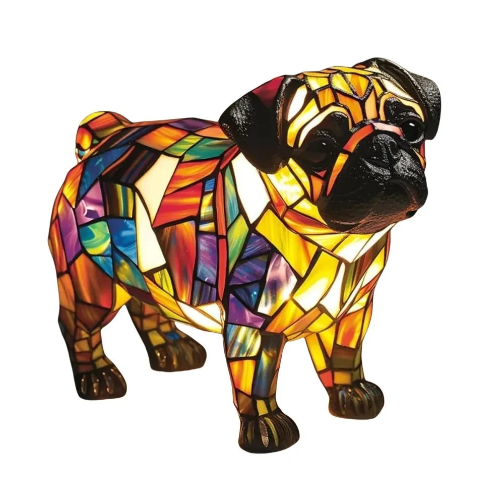 New Dog Series Resin Figurines LED Night Light Artistic Animal Statues Creative Home Decoration Exquisite Tabletop Ornaments Happy Tails Pet Shop