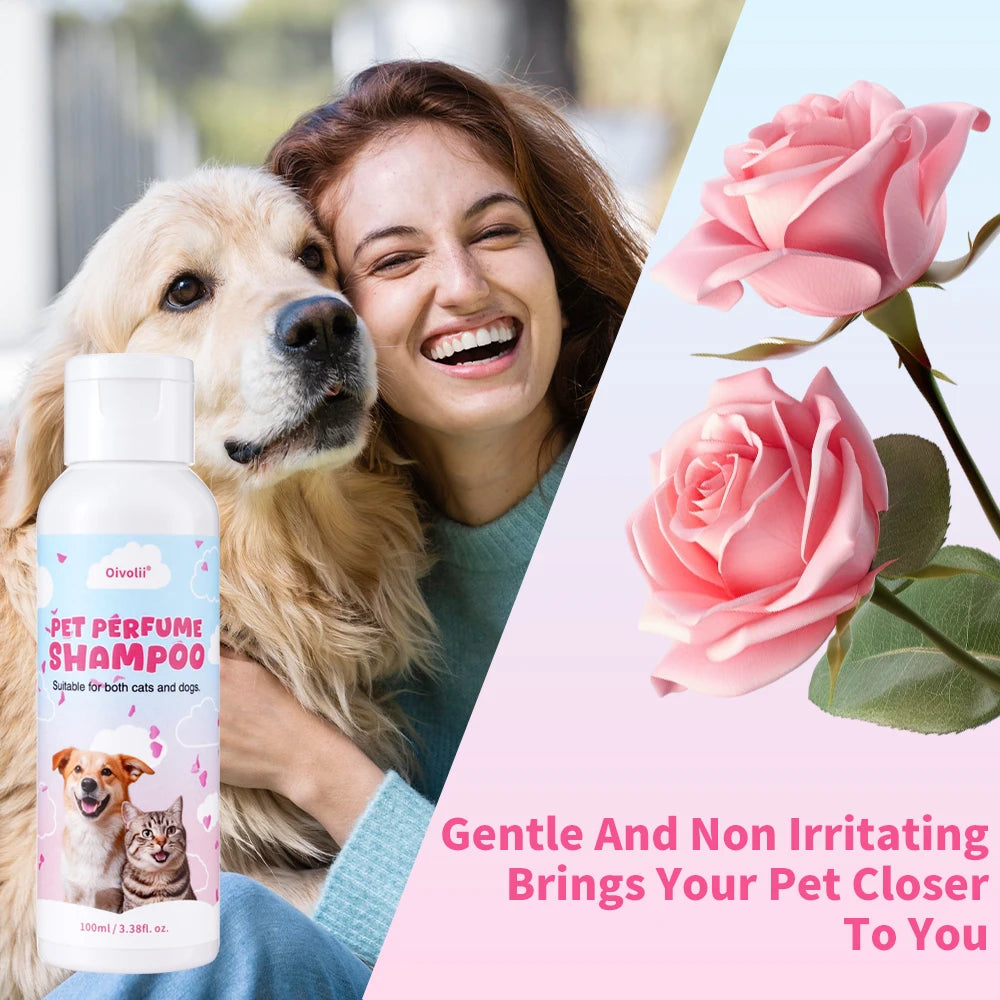 Pet Shower Gel Dog Shampoo Deodorizing Deep Cleansing with Long Lasting Scent, Clean Smooth Shiny Coat, Cat Perfume Bath Body Wa