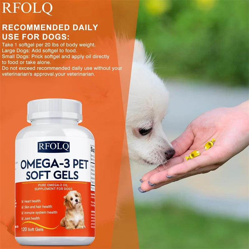 Complément alimentaire oméga-3 pour animaux de compagnie-Huile de poisson pour chiens avec EPA et DHA-Favorise la santé cardiaque, cutanée, du pelage et immunitaire