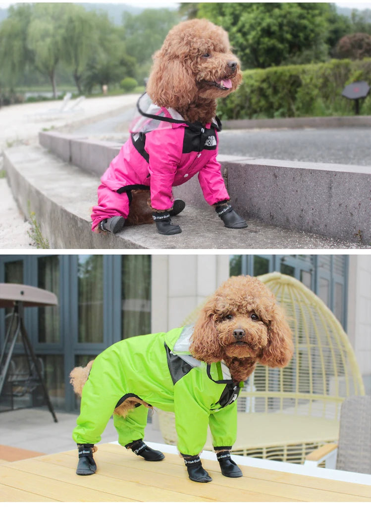 Pet Dog Raincoat Transparent Hooded Jumpsuit Dogs Waterproof Coat Water Resistant Clothes Dogs Cats Pet Jacket for Rainy Day