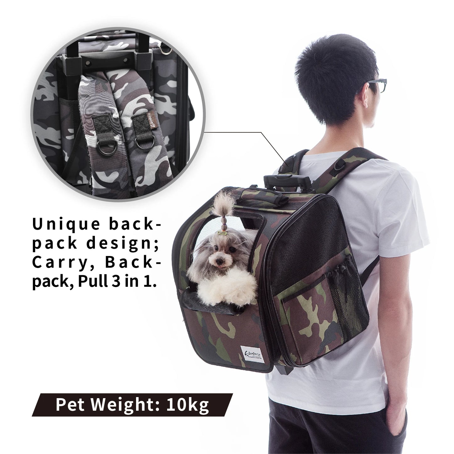 Large Pet Trolley Stroller Foldable Multifunctional Transport Airline Approved Dog Cat Carrier Backpack On Wheels