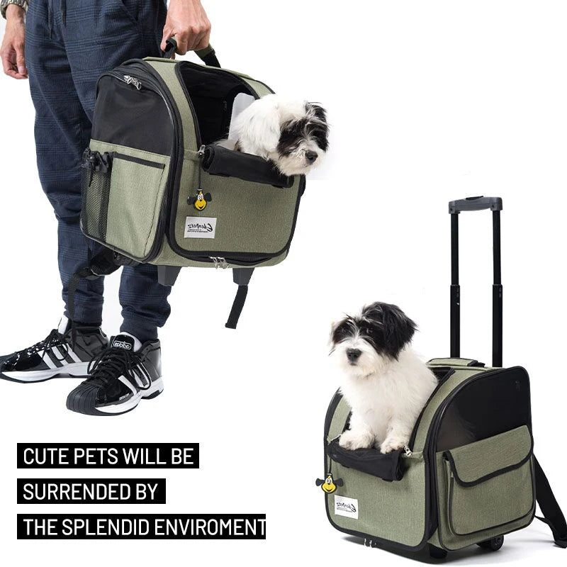 Large Pet Trolley Stroller Foldable Multifunctional Transport Airline Approved Dog Cat Carrier Backpack On Wheels