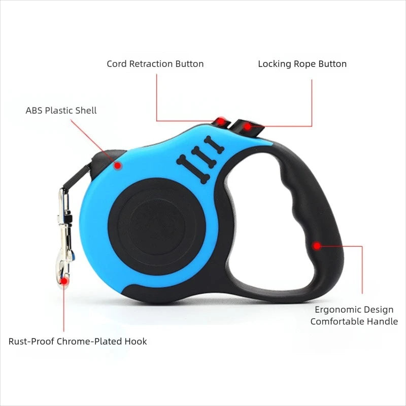 3 /5 M Dog Leash for Small Dogs Cat Automatic Retractable Durable Nylon Lead Puppy Outdoor Travel Walking Hiking Traction Rope