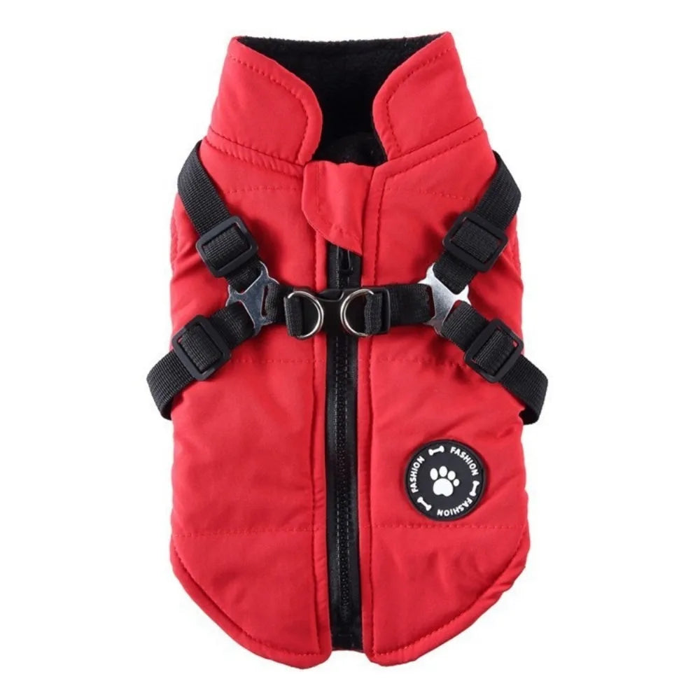 Waterproof Adjustable Dogs Down Clothes Warm Windproof Dog Coat with Harness Soft Dog Jacket for Dogs Cats