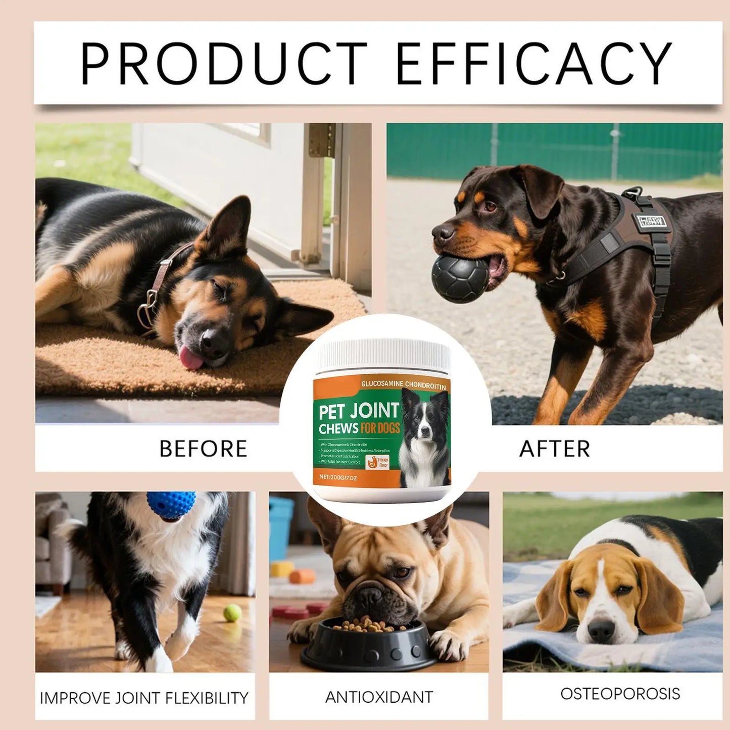 Joint Supplement For Dogs Chewable Pill 100-piece Dog Hip & Joint Care For Home Travel Daily Care Digestive Absorption Pet