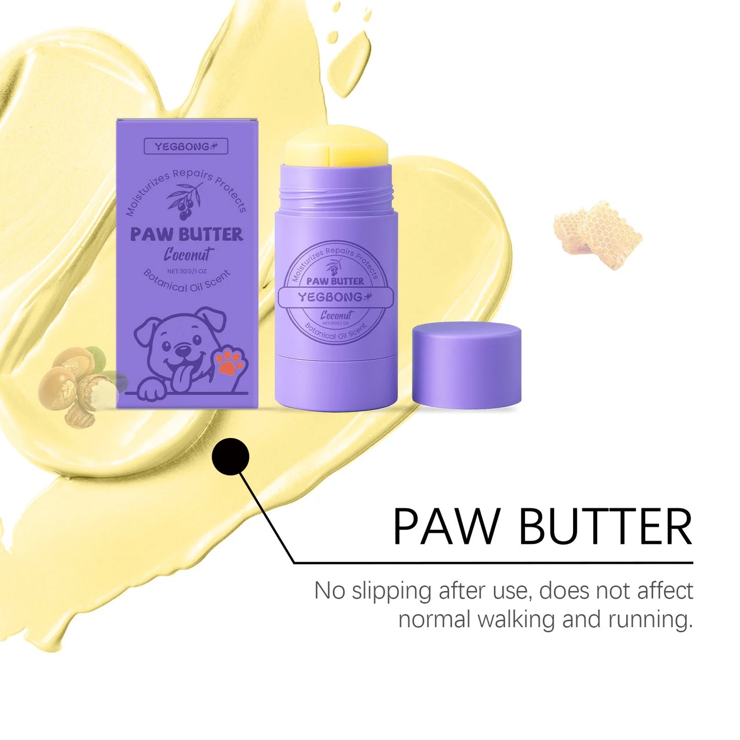 YEGBONG Paw Care Cream for Dogs Deep Moisturizing Improve Drying Not Slipping Coconut Oil Natural Ingredients Pet Paw Balm 30g
