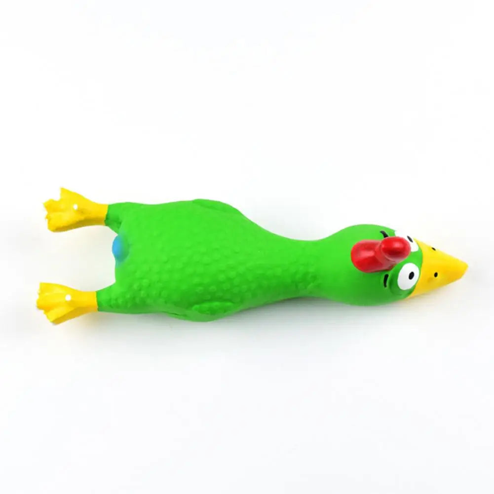 17*6.5cm Latex Chicken Dog Toy With Sound Boredom Relief Teeth Cleaning Molar Bite-Resistant Funny Squeaky Chicken Dog Chew Toy