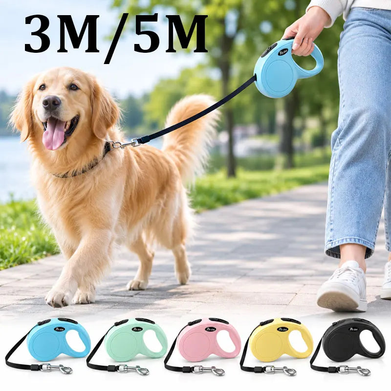3M/5M Retractable Dog Leash Anti-Burst Dogs Lead for Outdoor Walking One Click Brake Pets Traction Rope for Small Medium Dogs