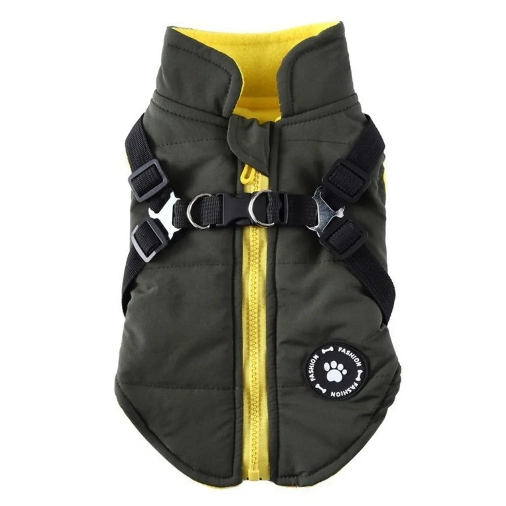 Waterproof Adjustable Dogs Down Clothes Warm Windproof Dog Coat with Harness Soft Dog Jacket for Dogs Cats