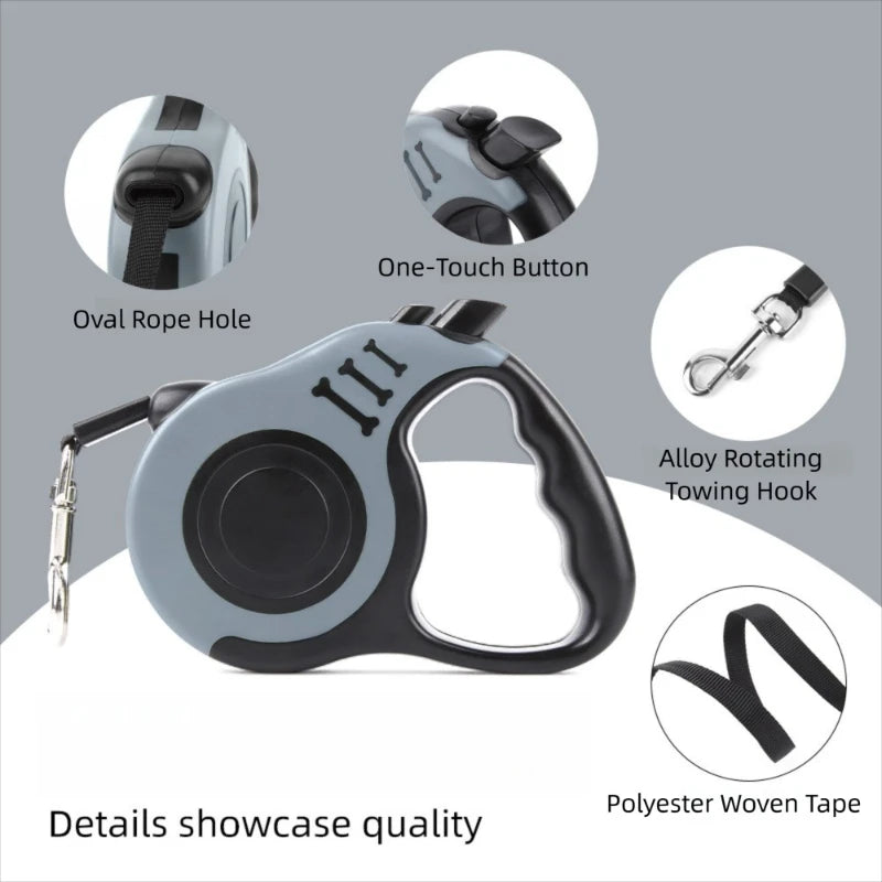 3 /5 M Dog Leash for Small Dogs Cat Automatic Retractable Durable Nylon Lead Puppy Outdoor Travel Walking Hiking Traction Rope