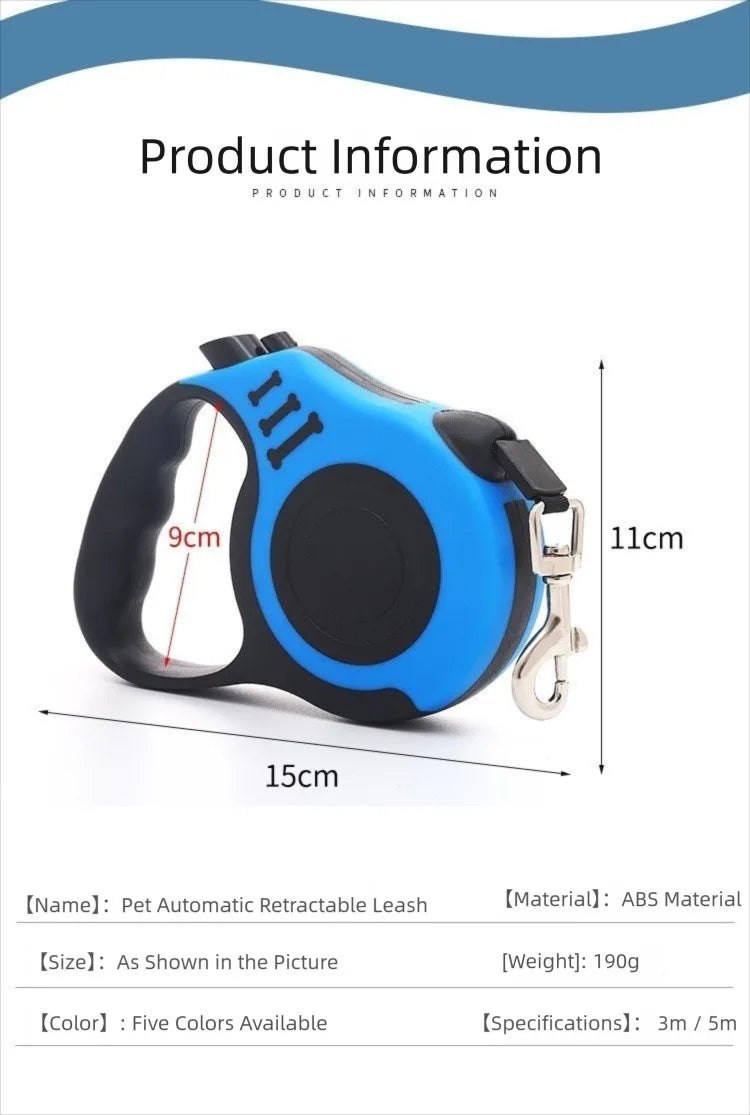 3 /5 M Dog Leash for Small Dogs Cat Automatic Retractable Durable Nylon Lead Puppy Outdoor Travel Walking Hiking Traction Rope