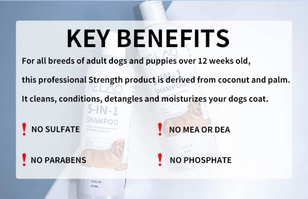 ATUBAN 16 floz 5 in 1 Dog Shampoo for Itchy Skin - Sensitive Skin Dog Shampoo for Smelly Dogs - Dog Shampoos & Conditioners