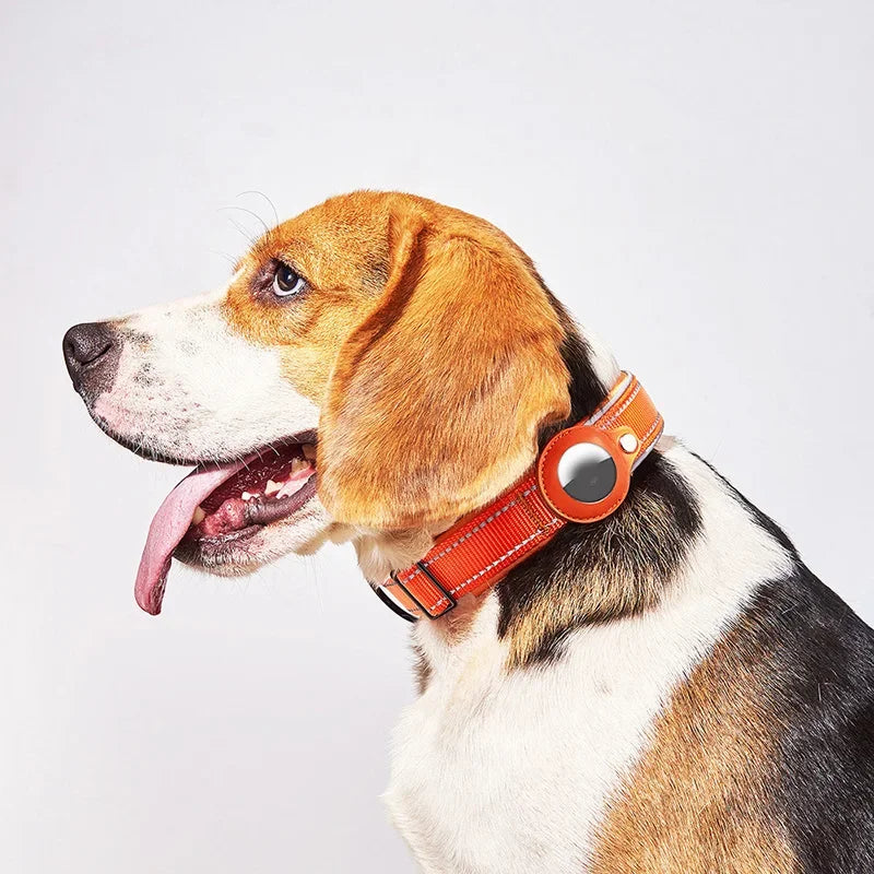 Waterproof Anti-Lost Dog Collar Padded Collars with AirTag Holder GPS Tracker Protective Case Adjustable Collar for Large Dogs