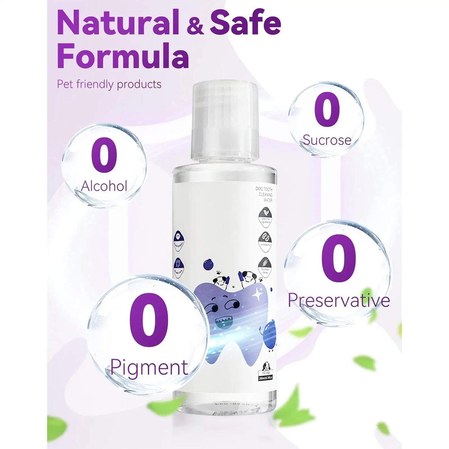 200ml Dog Dental Water Additive Teeth Care Solution Plaque Tartar Remover for Dog Cat Teeth Cleaning Care Natural Breath Remover