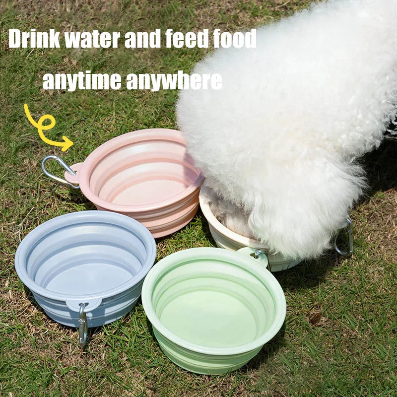 Foldable Silicone Dog Bowl Pet Outdoor Travel Portable Folding Cat Food Water Large Capacity Container Feeding Bowl Pet Supplies