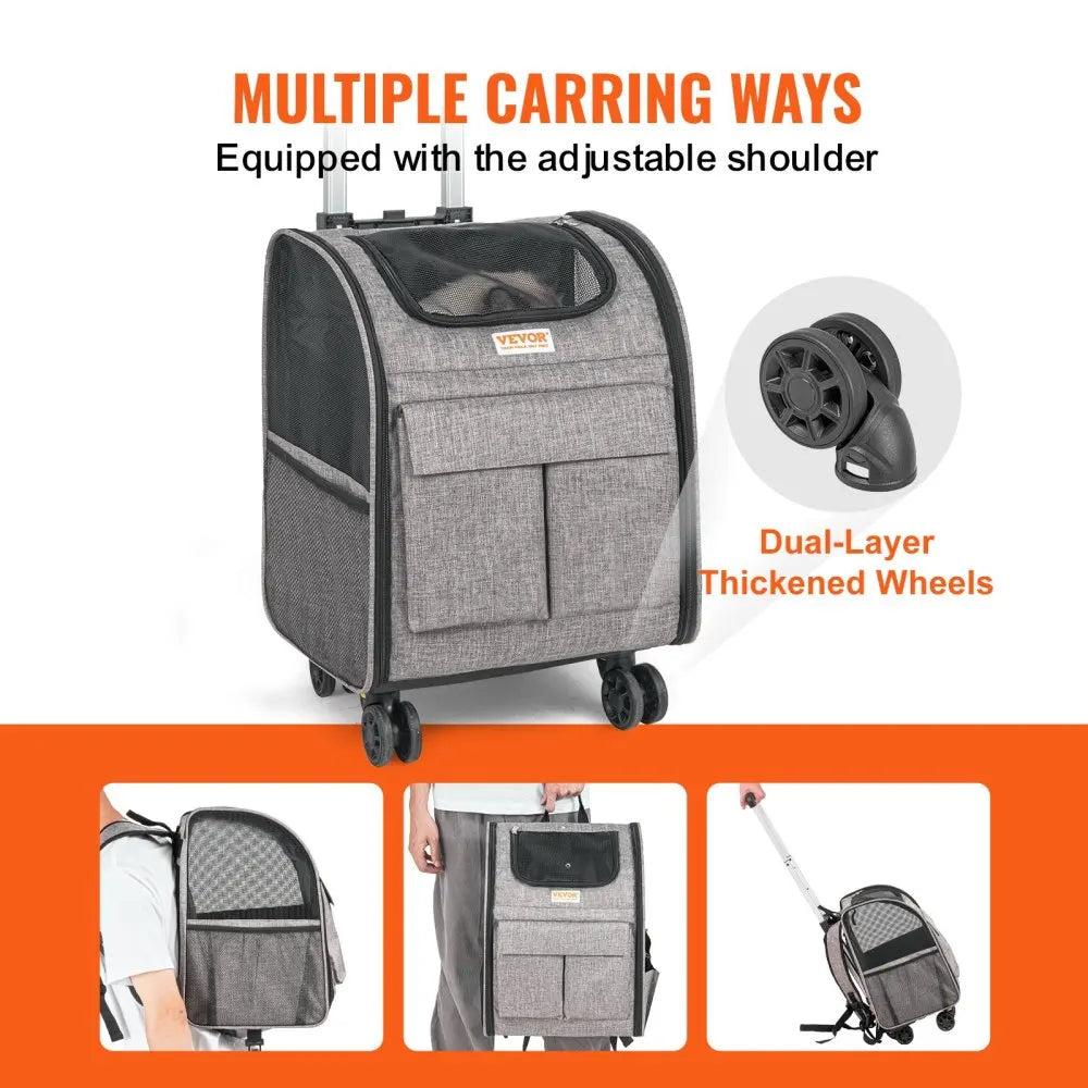 Ye Rolling Pet Carrier Backpack with Removable Wheels for Pets Under 18LBS, Large Soft Sided Wheeled Dog & Cat Travel Carrier, Airline Approved, Upgraded Wheels