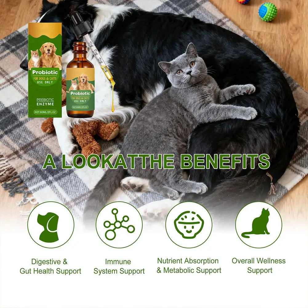 60ML Pet Nutrition Supplement Probiotic Drops Containing Enzymes Used For Pet Digestion And Immune Daily Health Supplement