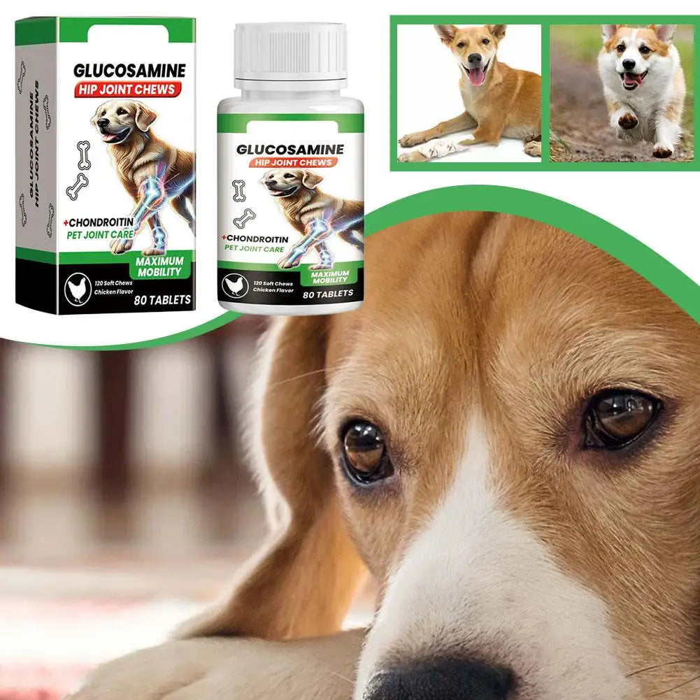 80 Tablets Pet Joint Care Soft Chews Supplement Glucosamine Pet Joint Care Chews Chondroitin Supplement For Dogs Joint Support