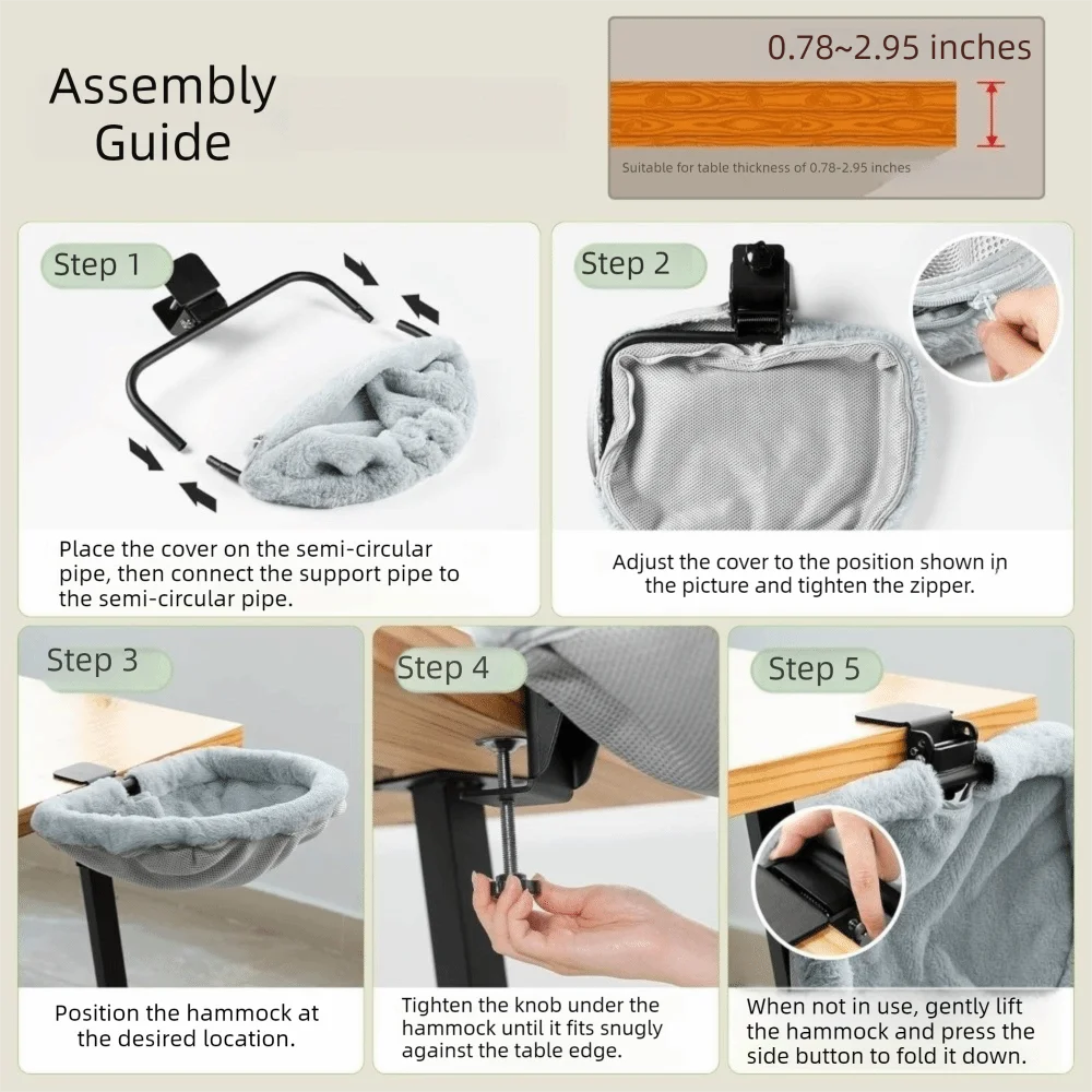 Creative Semi-Circular Cat Table Bed Detachable Soft Cat Desk Hammock Non-Slip Clamp Comfortable Folding Cat Bed Computer Desk