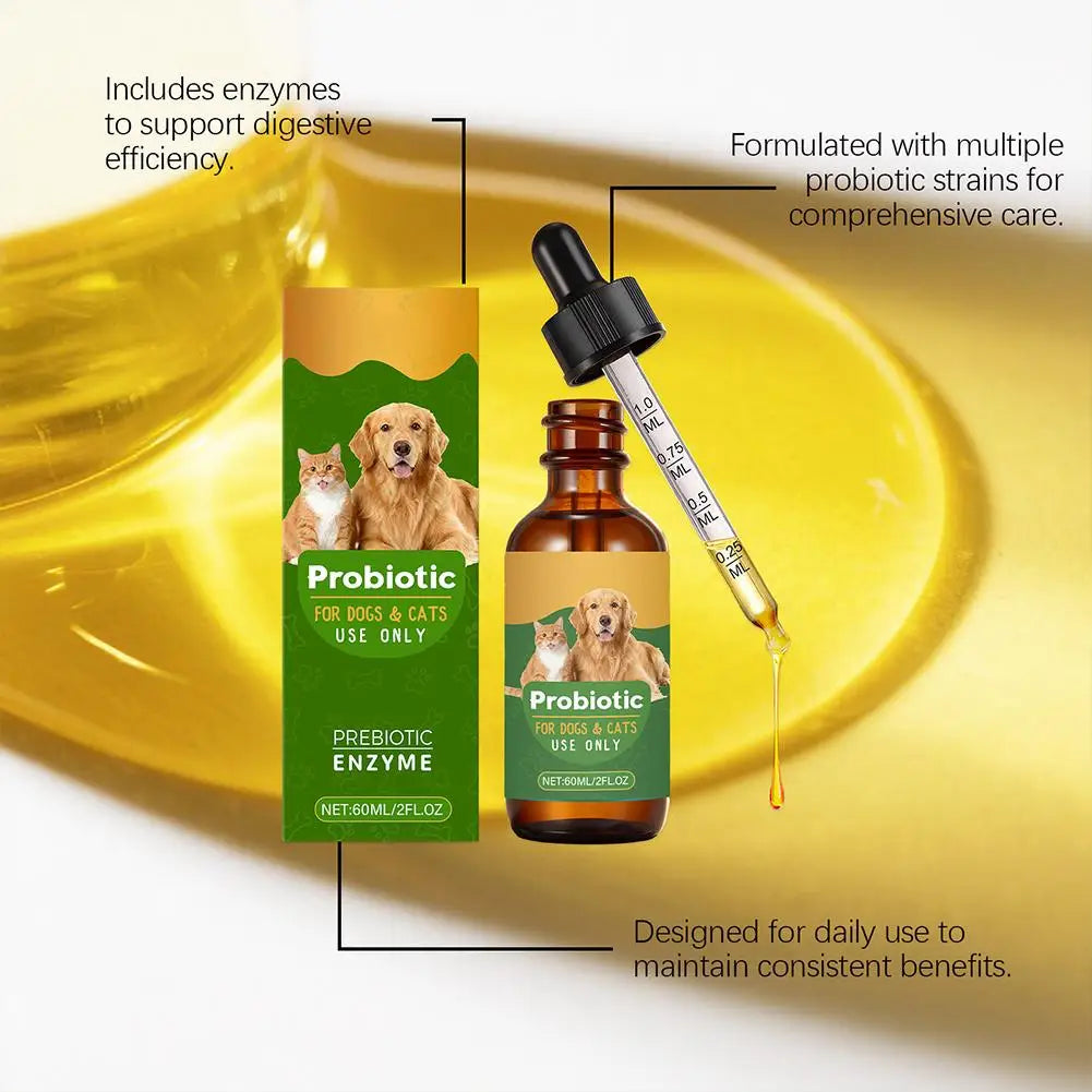 60ML Pet Nutrition Supplement Probiotic Drops Containing Enzymes Used For Pet Digestion And Immune Daily Health Supplement