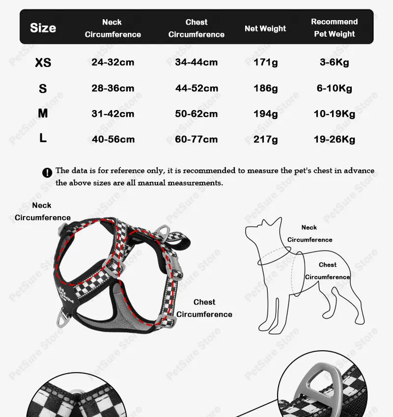 Escape Proof Dog Harness Soft Padded Full Body Pet Harness Reflective Adjustable No Pull Vest with Lift Handle and Leash Clip