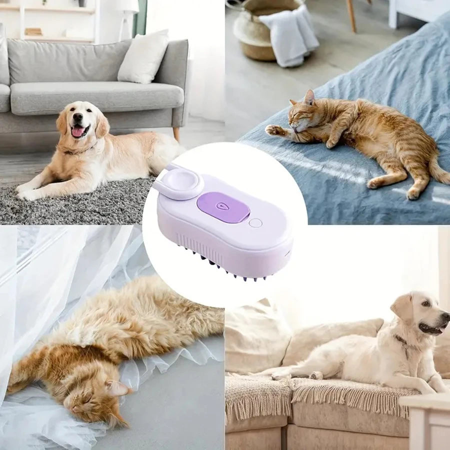 Foldable cat and dog grooming tool with silicone bristles, suitable for both long and short hair