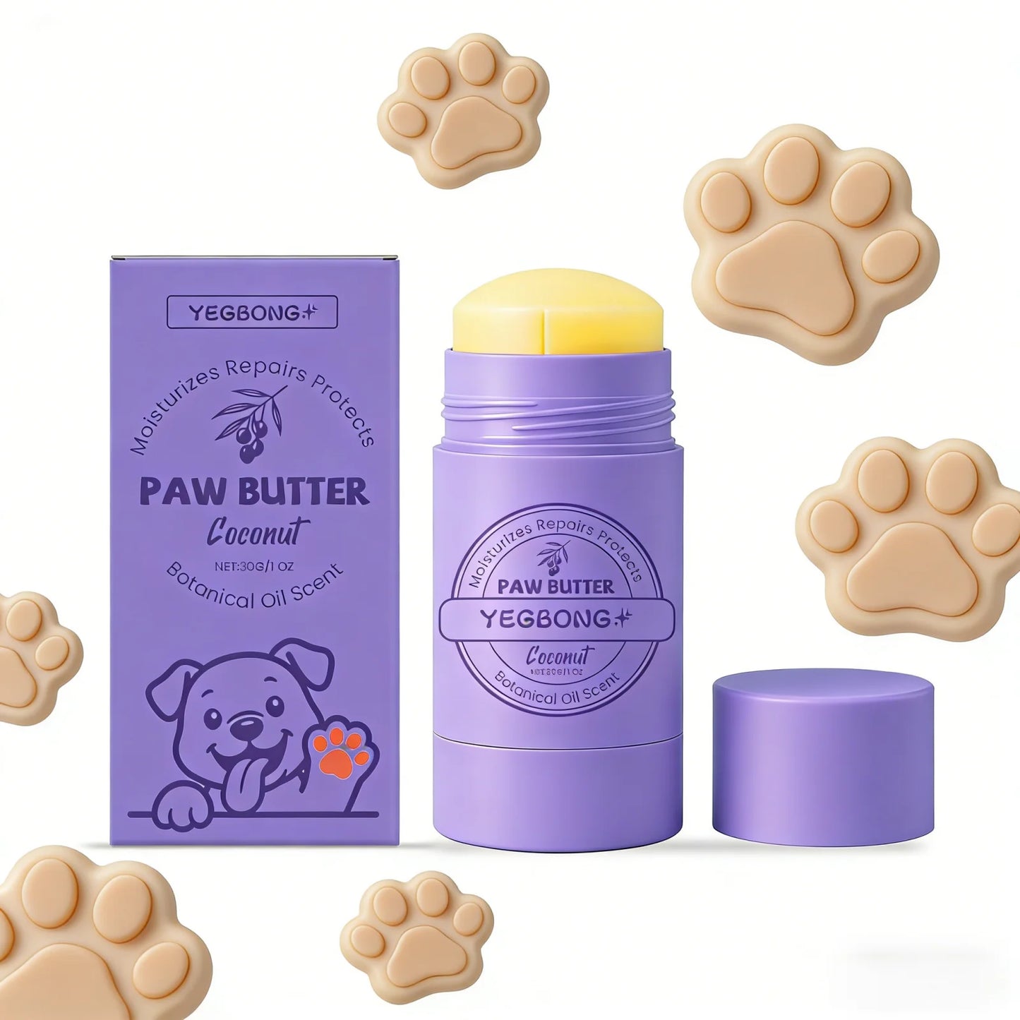 YEGBONG Paw Care Cream for Dogs Deep Moisturizing Improve Drying Not Slipping Coconut Oil Natural Ingredients Pet Paw Balm 30g