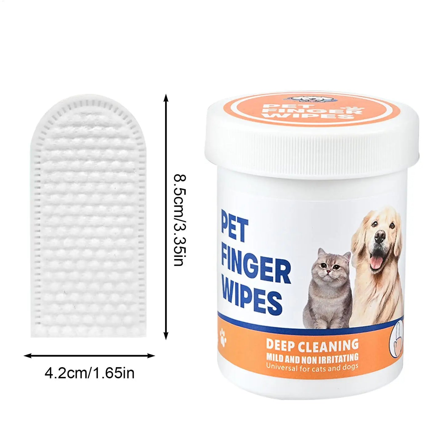 NEW Dog Finger Ear Wipes Soft Finger Cleaning Pads For Dog Ear Safe Plant-Based Cleanser Supplies For Pet Care Grooming Bathing