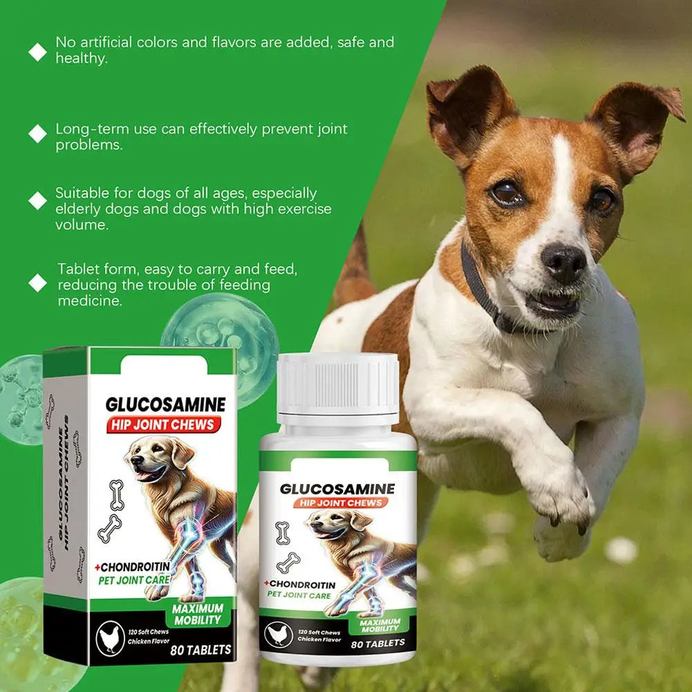 80 Tablets Pet Joint Care Soft Chews Supplement Glucosamine Pet Joint Care Chews Chondroitin Supplement For Dogs Joint Support