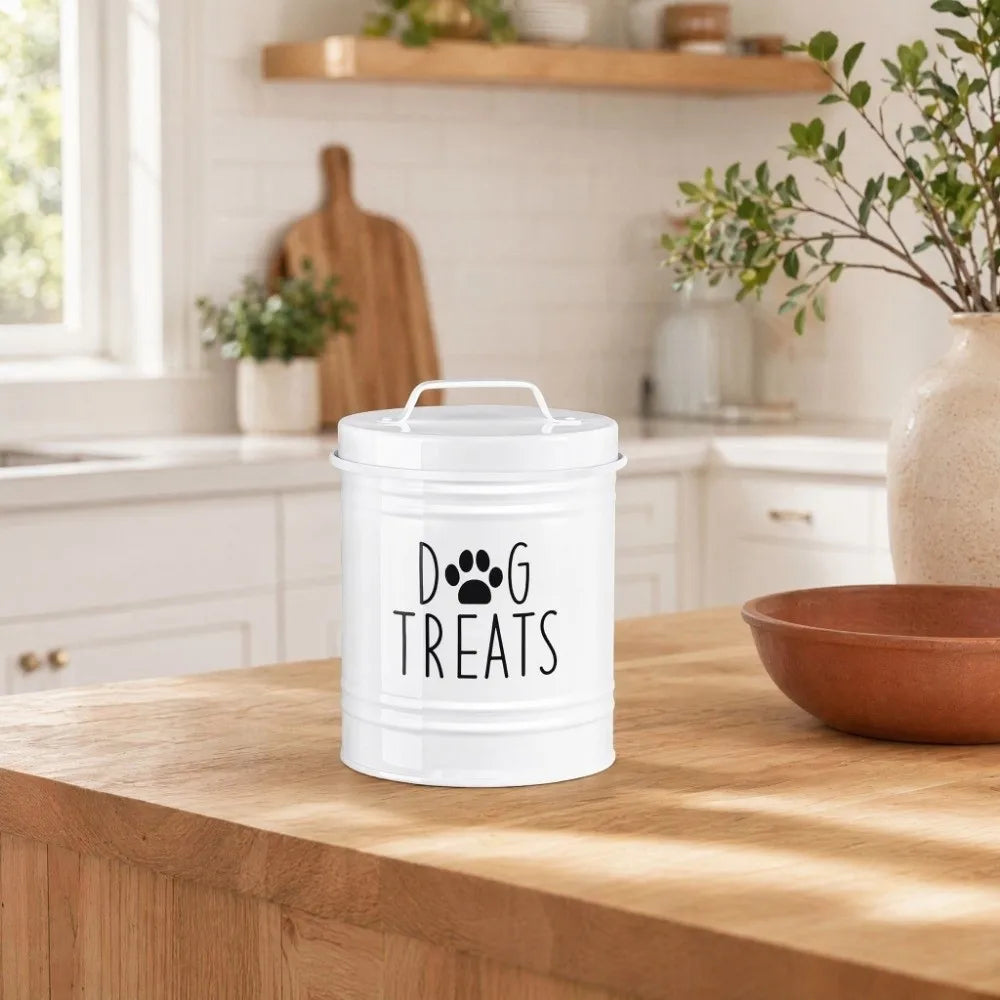 Large Capacity Dog Food Storage Container Airtight with Lids Pet Treat Container Moisture-Proof Metal Dog Treat Jar