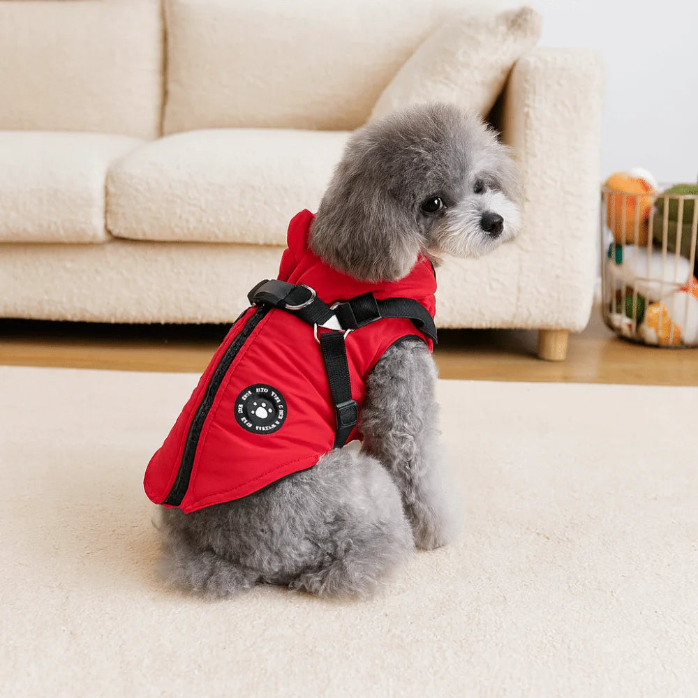 Waterproof Adjustable Dogs Down Clothes Warm Windproof Dog Coat with Harness Soft Dog Jacket for Dogs Cats