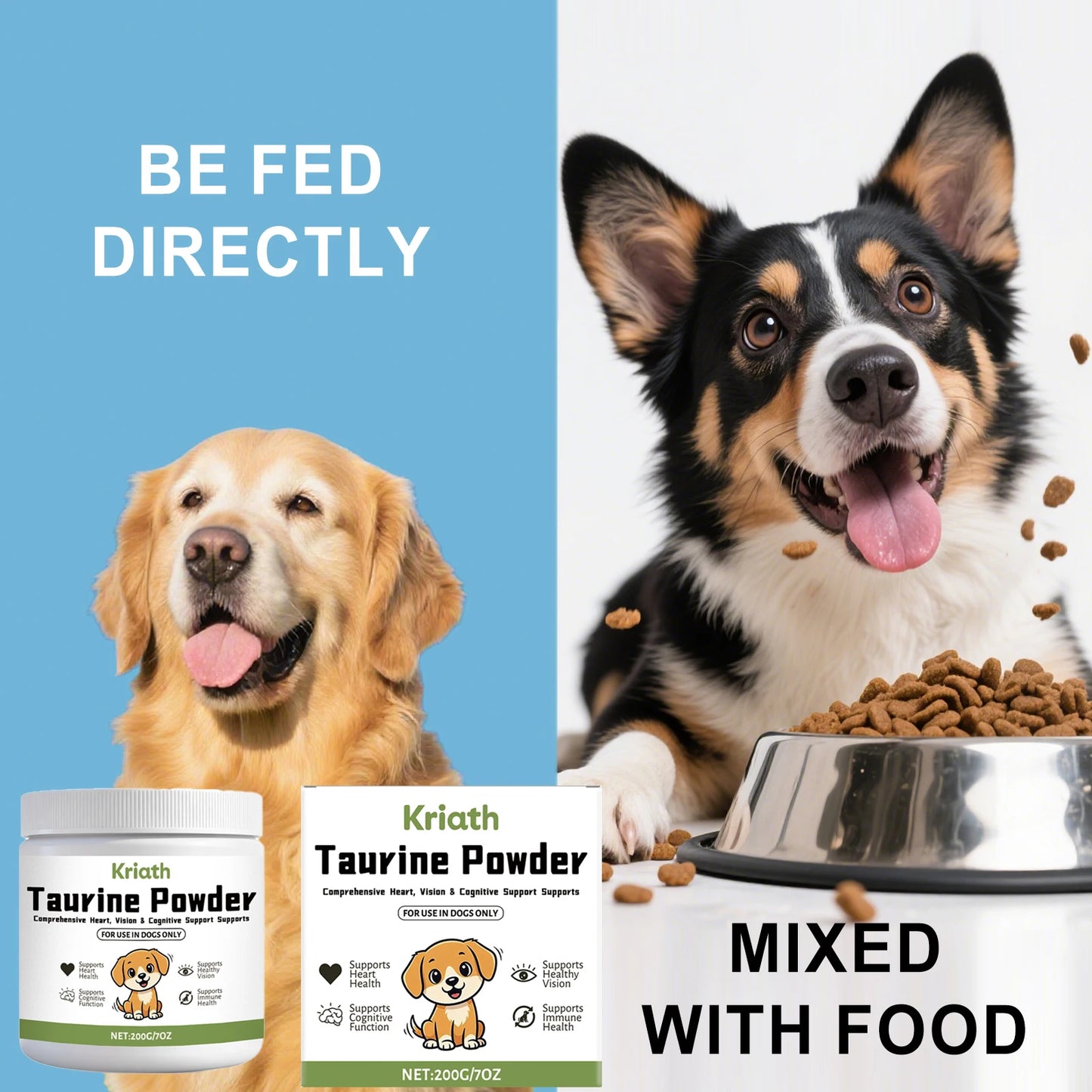 Pet Taurine Powder Support Heart Wellness Maintain Normal Vision Function Enhance Hair Radiance Dog Daily Nutrients Supplement